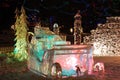 Night scene of ice sculpture Royalty Free Stock Photo