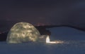 Night scene with igloo