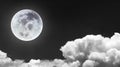 Night scene image of bright and beutiful full moon on dark sky with blurry bright cloudscape for nature and travel transportation Royalty Free Stock Photo