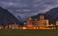 Night scene from Interlaken with Savoy Hotel and MÃÂ¶nch peak