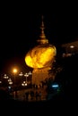 Night scene Kyaikhtiyo Pagoda in Myanmar.