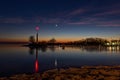 Night scene from lake Balaton in Hungary harbor from village Ba