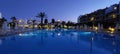 Night scene or late Evening at the hotel pool, Turkey, April 2022 Royalty Free Stock Photo