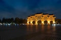 Night scene of Liberty Square main gate in Taipei, Taiwan.