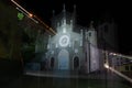 Night scene front facade of Church of San Giovanni Battista in Riomaggiore