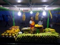 Night scene marina beach Chennai. Selling corn and mangoes!
