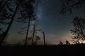 Night scene, milky way over forest, Seli swamp in Estonia Royalty Free Stock Photo