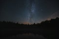 Night scene, milky way over Lake Vahessaare in Estonia Royalty Free Stock Photo