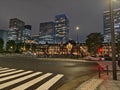 Night Scene with modern and architecture building at tokyo japan Royalty Free Stock Photo