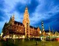 The night scene of Munich town hall