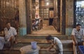 The night scene of the narrow streets of the old city of Varanasi