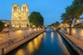 Night scene of Notre Dame de Paris Cathedral Royalty Free Stock Photo