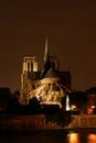 Night Scene at Notre Dame in Paris France Royalty Free Stock Photo