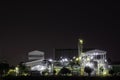 Night scene of oil refinery plant and storage factory Royalty Free Stock Photo