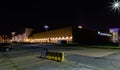 Back end of Omaha Convention Center, CHI Health Center Omaha in downtown Omaha Nebraska at night