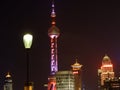 Night Scene of Oriental Pearl TV Tower, Lujiazui, Pudong, Shanghai, China Royalty Free Stock Photo