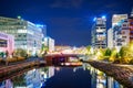 Night scene Oslo Norway with bridge and modern architecture Royalty Free Stock Photo