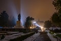 Vasile Lucaciu historical statue in Satu Mare at night Royalty Free Stock Photo