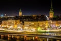 Stockholm night time scene, Sweden Royalty Free Stock Photo