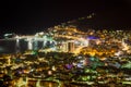 Night scene panorama of city at sea in Montenegro Royalty Free Stock Photo