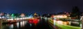 Night Scene Panorama on the Qinhuai River Royalty Free Stock Photo