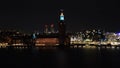 City hall and Ridderfjarden at Night in Stockholm, Sweden Royalty Free Stock Photo