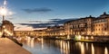 Night scene of the Ponte Vecchio, the historic bridge over Arno river in Florence, Tuscany, Italy that is popular Royalty Free Stock Photo