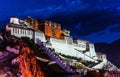 Night Scene of Potala Palace in Lhasa, Tibet Autonomous Region. Former Dalai Lama residence, now is a museum and Heritage Site Royalty Free Stock Photo