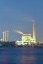 Night scene of Power plant with bay