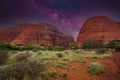 Night scene red center Outback Australia Northern Territory with starry sky