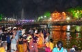 Night scene of river kshipra during simhasth great kumbh mela 2016, Ujjain India Royalty Free Stock Photo