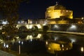 Night scene of Rome, Mausoleum of Hadrian Royalty Free Stock Photo