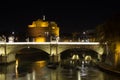 Night scene of Rome, Mausoleum of Hadrian Royalty Free Stock Photo