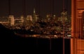 Night scene of San Francisco skyline and the Golden Gate Bridge Royalty Free Stock Photo