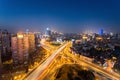 Night scene of shanghai yanan west road Royalty Free Stock Photo