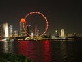 Night scene of the Singapore Flyer at Marina Bay Royalty Free Stock Photo