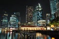 A night scene of Singapore skyline and river