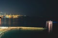 Night scene of Sorrento, the pier with lots of yachts, a corner of the cityscape on a summer night, Amalfi coast, Italy