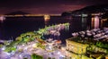 Night scene of Sorrento, the pier with lots of yachts, a corner of the cityscape on a summer night, Amalfi coast, Italy