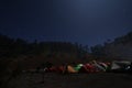 Night scene with stars of Ranu Kumbolo, Bromo Tengger Semeru National Park, Indonesia Royalty Free Stock Photo