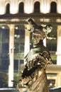 Night scene of statue at National Theatre of Budapest