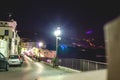 Night scene the street of Sorrento, the pier with lots of yachts, a corner of the cityscape on a summer night, Amalfi coast, Italy Royalty Free Stock Photo