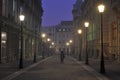 Night scene on the streets of Bucharest in the old town. Royalty Free Stock Photo