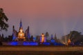 Night scene of Sukhothai historical park, Mahathat Temple ,Thailand. Royalty Free Stock Photo