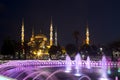 Night scene in Sultanahmet with glowing fountain