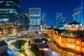 Night scene of Tokyo Station in the Marunouchi business district Royalty Free Stock Photo