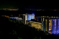 Top-down view of hotel and yacht port on Black Sea resort at night Royalty Free Stock Photo