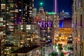 Metropolitan downtown buildings by night Royalty Free Stock Photo