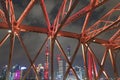 TV tower and skyscraper view from steel bridge at night in shanghai city Royalty Free Stock Photo