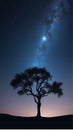 Silhouette of tree against northern lights in jasper national park.